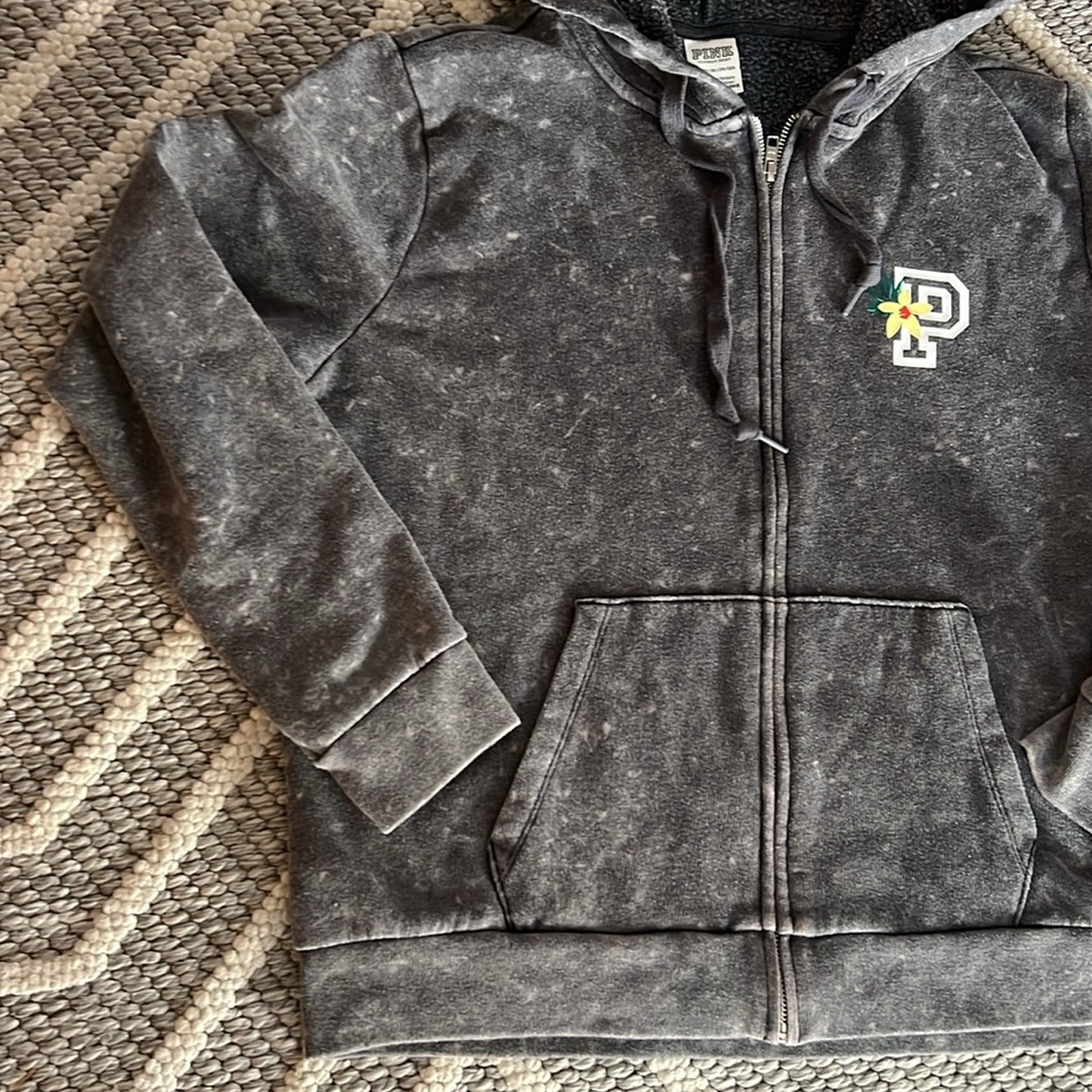 PINK Victoria’s Secret. Size XL. Gray super soft zip up hoodie. - Picture 5 of 8